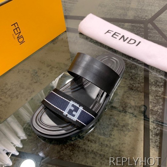 Fendi 2020 Mens Leather & Knit Slipper