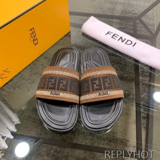 Fendi 2020 Mens Leather & Knit Slipper