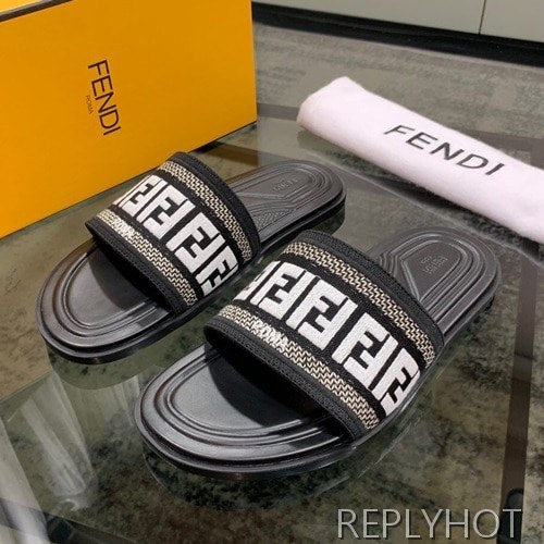 Fendi 2020 Mens Leather & Knit Slipper