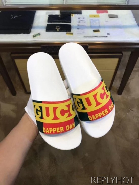 Gucc Slide Luber White Mens Slippers