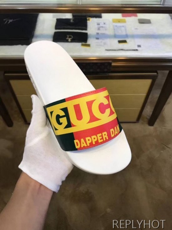 Gucc Slide Luber White Mens Slippers