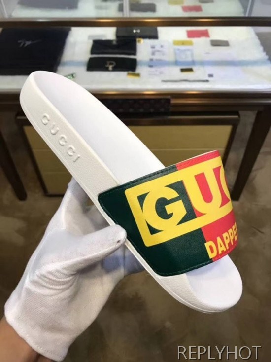 Gucc Slide Luber White Mens Slippers