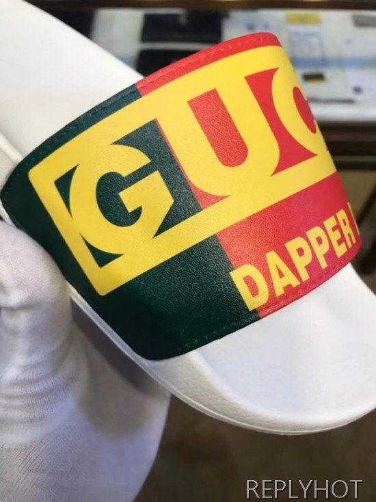 Gucc Slide Luber White Mens Slippers