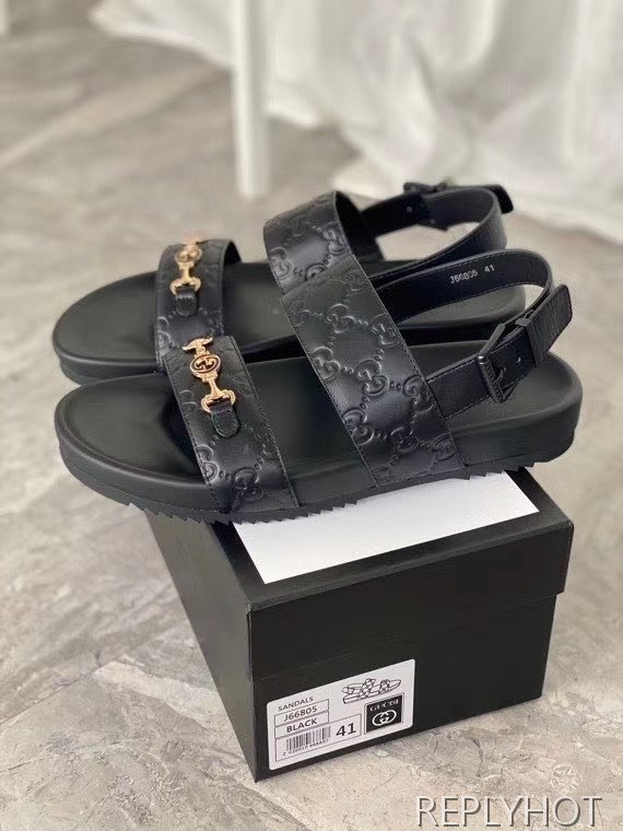 구찌 2020 GG시마 엠보로고 버클 스트랩 샌들