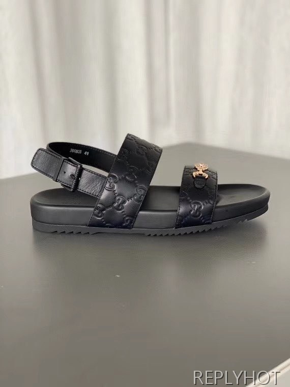 구찌 2020 GG시마 엠보로고 버클 스트랩 샌들