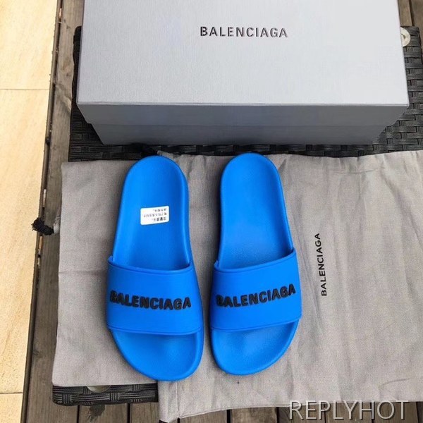 발렌시아가 2020 3d엠보로고 비치샌들 블루컬러