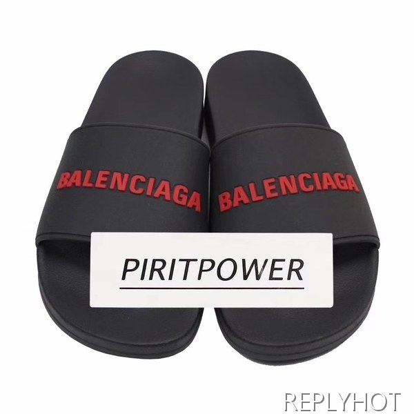 발렌시아가 2020 엠보로고 비치샌들 블랙&레드