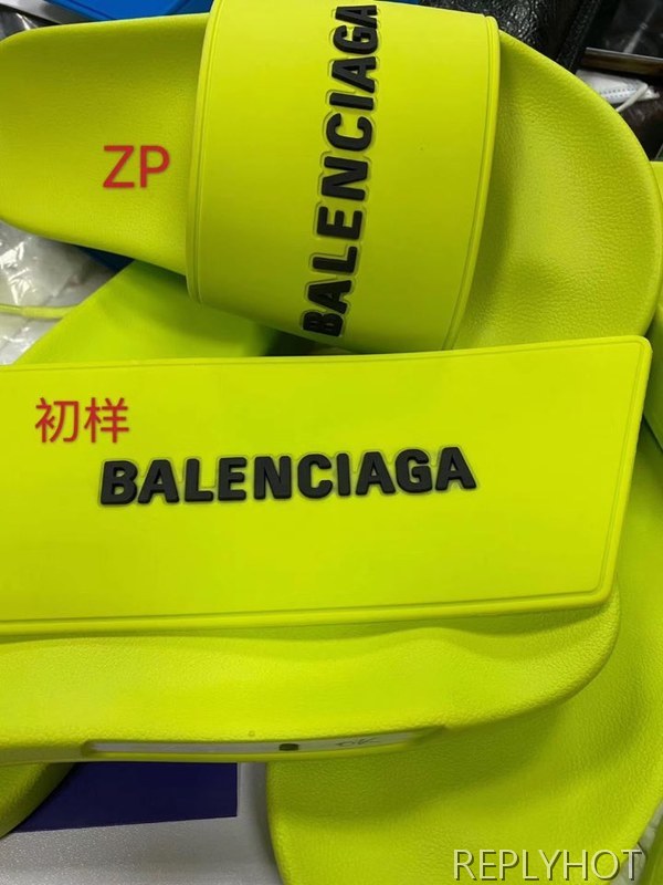 발렌시아가 2020 엠보로고 비치샌들 네온그린컬러