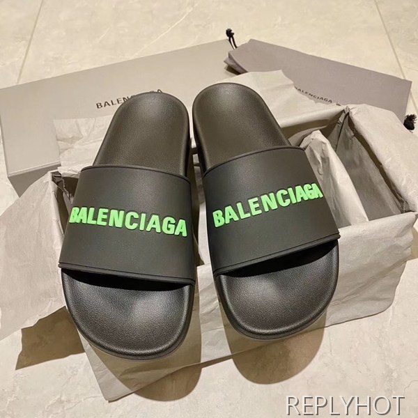 발렌시아가 2020 네온 엠보로고 비치샌들