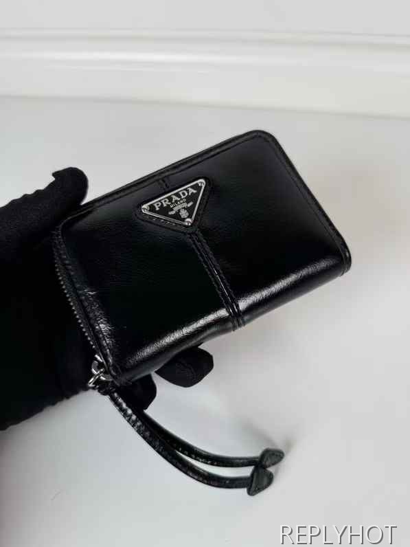 프라다 2025 스틸 사피아노 와펜 지퍼 스트랩 반지갑 지갑