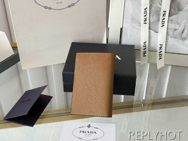 프라다 2025 엠보 로고 와펜 브라운 컬러 오거나이저 지갑