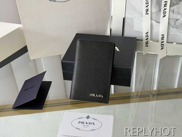 프라다 2025 로고 와펜 블랙 컬러 오거나이저 지갑