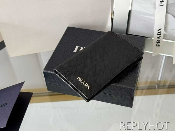 프라다 2025 로고 와펜 블랙 컬러 오거나이저 지갑