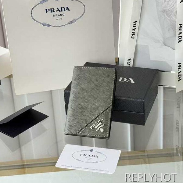 프라다 2025 밀라노로고 와펜 그레이컬러 오거나이저 지갑