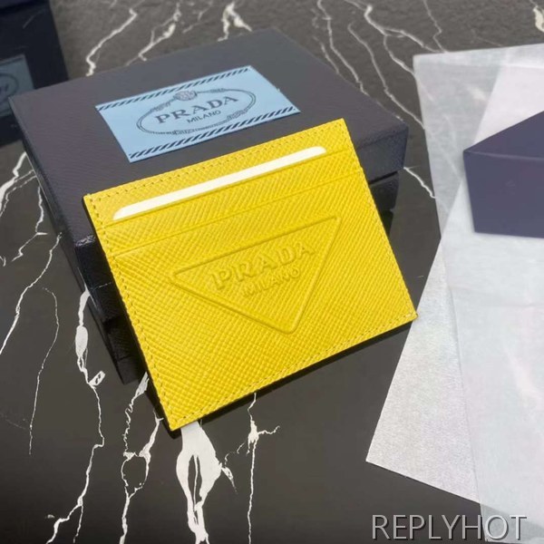 프라다 2023 사피아노 트라이앵글 로고 카드 지갑
