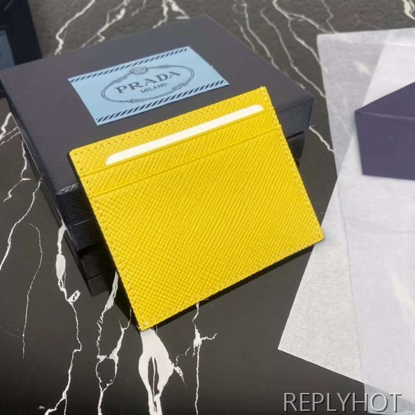 프라다 2023 사피아노 트라이앵글 로고 카드 지갑