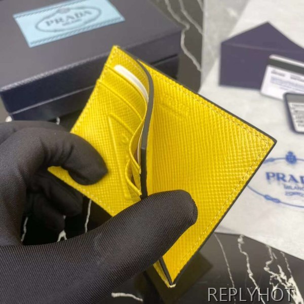 프라다 2023 사피아노 트라이앵글 로고 카드 지갑