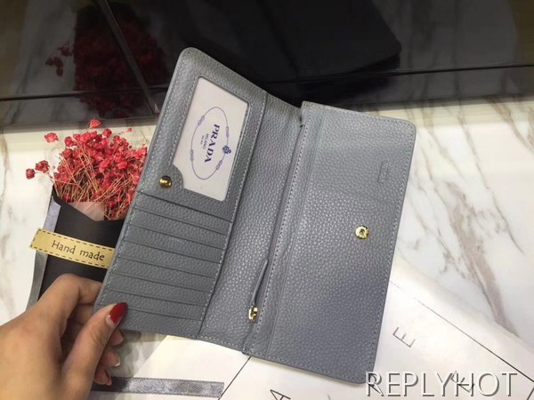 Prada 프라다 여성용 메탈로고 장지갑 그레이,베이지,딥그린,네이비