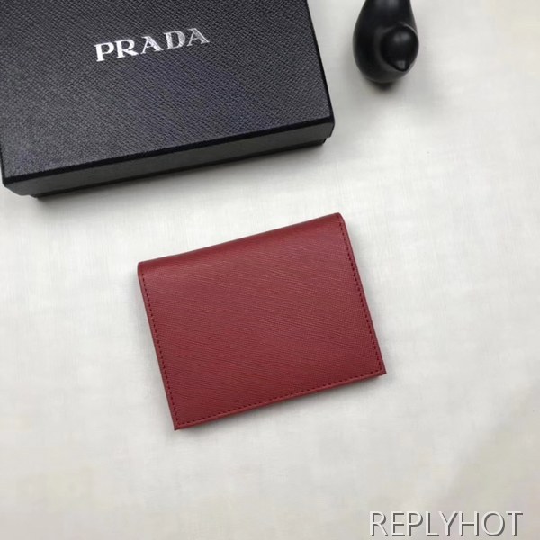 Prada 프라다 여성용 사피아노 반지갑 핑크,레드