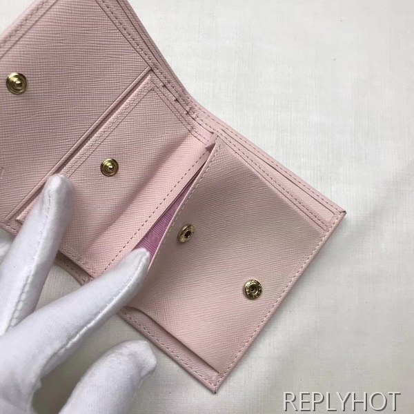 Prada 프라다 여성용 사피아노 반지갑 핑크,레드