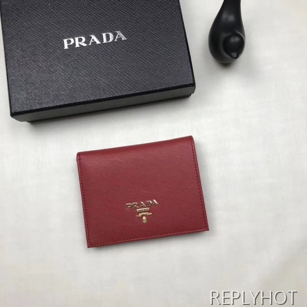 Prada 프라다 여성용 사피아노 반지갑 핑크,레드