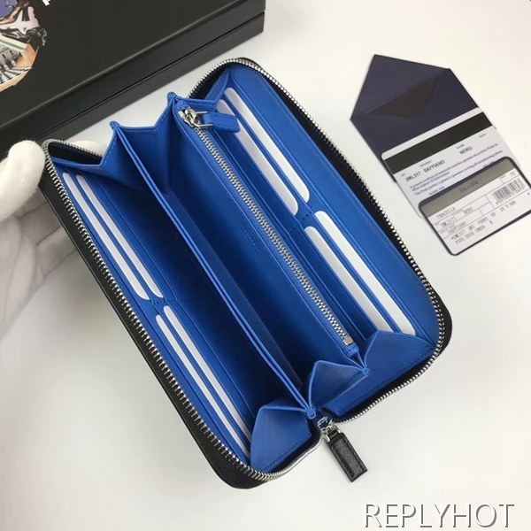 Prada 2020 Saffiano Mens Zip Round Wallet, 2ML317