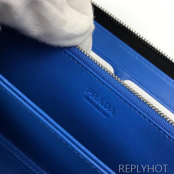 Prada 2020 Saffiano Mens Zip Round Wallet, 2ML317