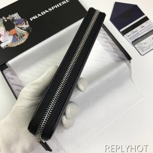 Prada 2020 Saffiano Mens Zip Round Wallet, 2ML317