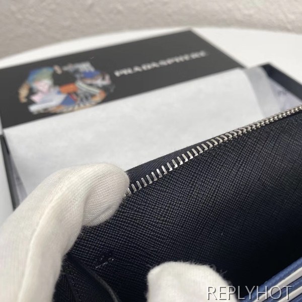 프라다 2020 사피아노 남성용 지퍼 라운드 장지갑,PRAW0172,20CM.블랙블루,네이비그린