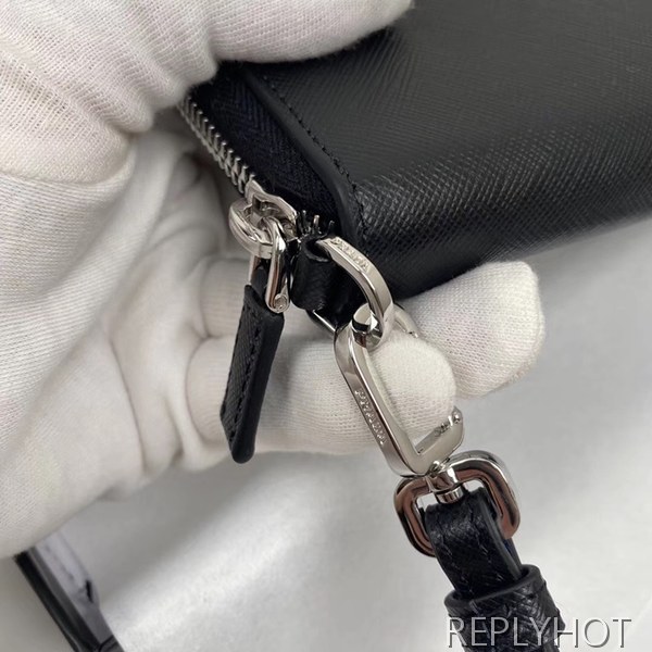 프라다 2020 사피아노 남성용 지퍼 라운드 장지갑,PRAW0172,20CM.블랙블루,네이비그린