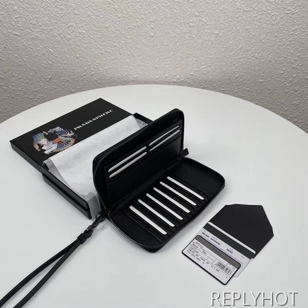 Prada 2020 Saffiano Mens Zip Round Wallet, 2ML028