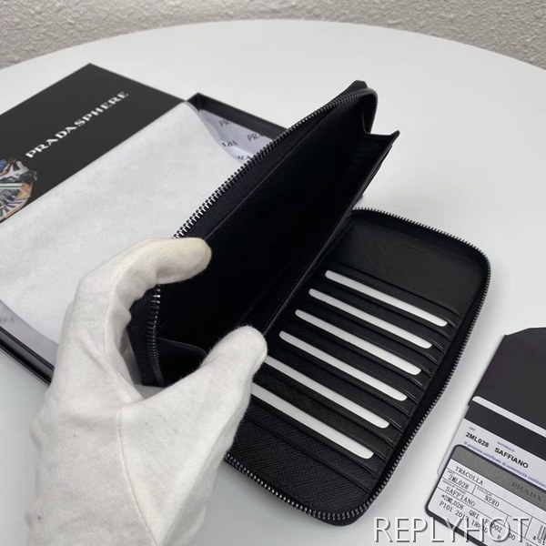 Prada 2020 Saffiano Mens Zip Round Wallet, 2ML028