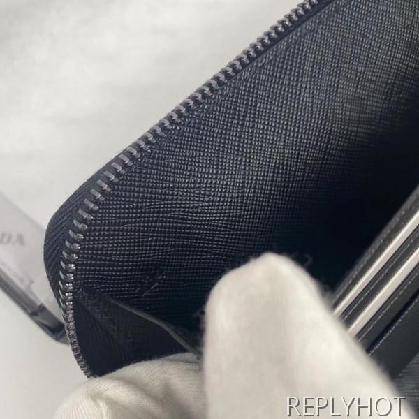 Prada 2020 Saffiano Mens Zip Round Wallet, 2ML028