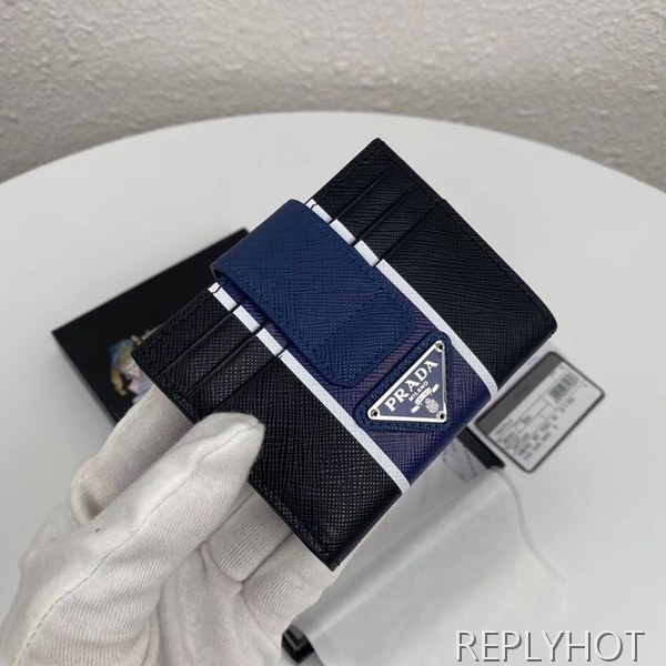 프라다 2020 사피아노 남성용 카드 퍼스,PRAW0164,10CM.블랙블루,네이비그린