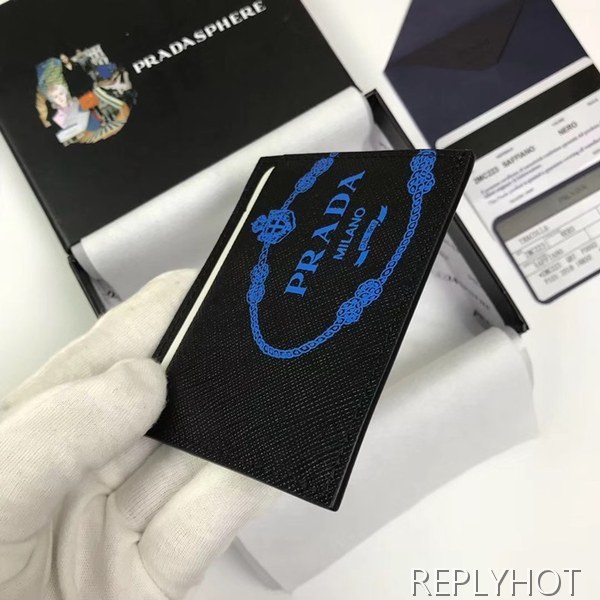프라다 2020 사피아노 남성용 카드 퍼스,PRAW0159,10CM.블랙,화이트