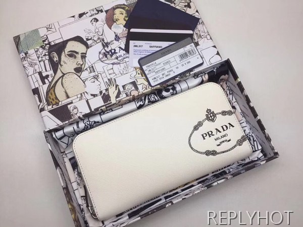 프라다 2020 사피아노 지퍼 라운드 장지갑,PRAW0152,20CM.화이트,네이비