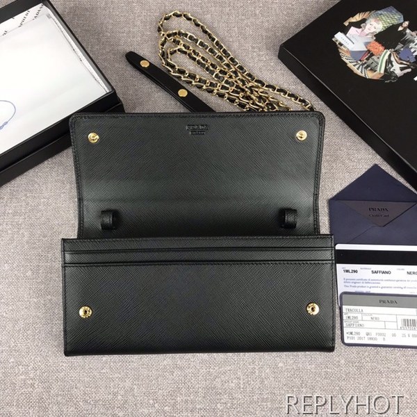 Prada 프라다 1M1290 사피아노 레더 금장 체인 장지갑 prada 5021 6종