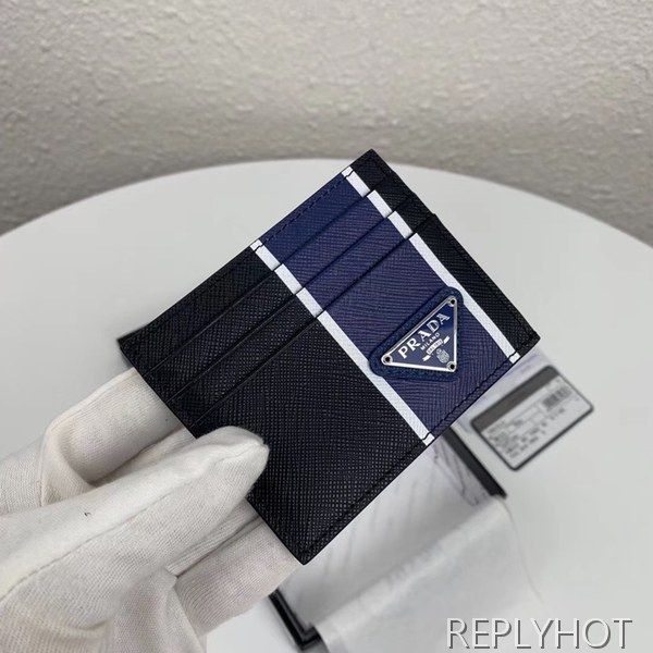프라다 2020 사피아노 남성용 카드 퍼스,PRAW0161,10CM.블랙블루,네이비그린
