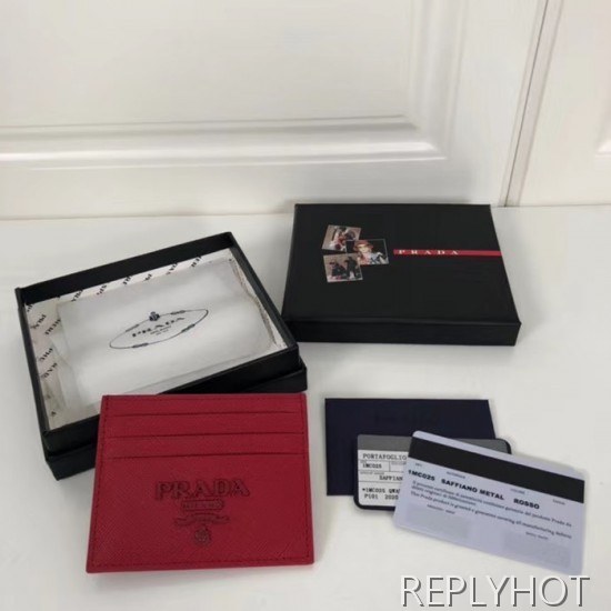 프라다 2020 사피아노 여성용 카드 퍼스 PRAW0178,11.2CM.레드
