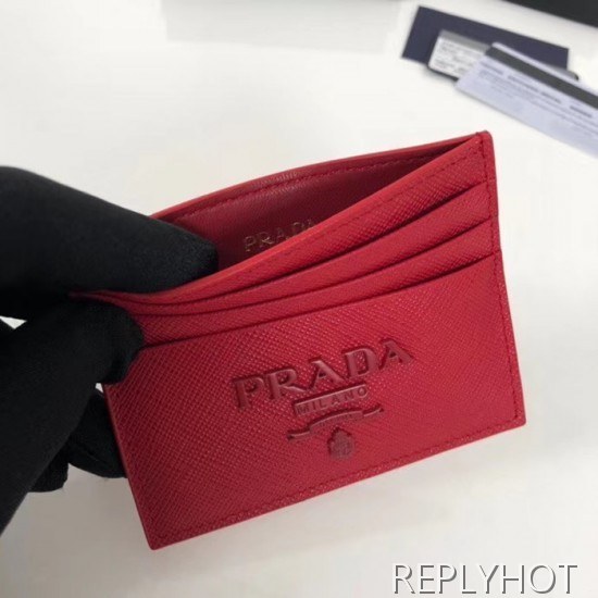 프라다 2020 사피아노 여성용 카드 퍼스 PRAW0178,11.2CM.레드