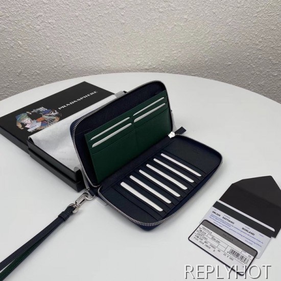 Prada 2020 Saffiano Mens Zip Round Wallet, 2ML028