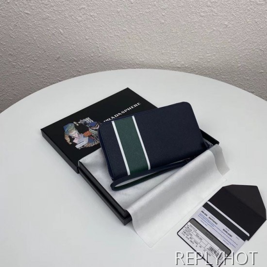 Prada 2020 Saffiano Mens Zip Round Wallet, 2ML028