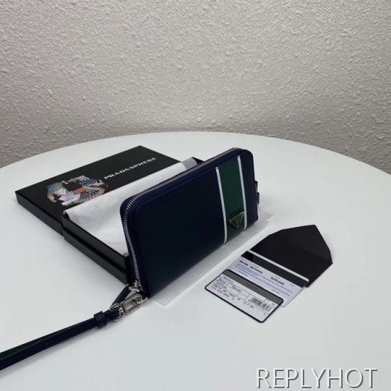 Prada 2020 Saffiano Mens Zip Round Wallet, 2ML028