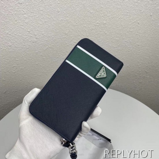 Prada 2020 Saffiano Mens Zip Round Wallet, 2ML028