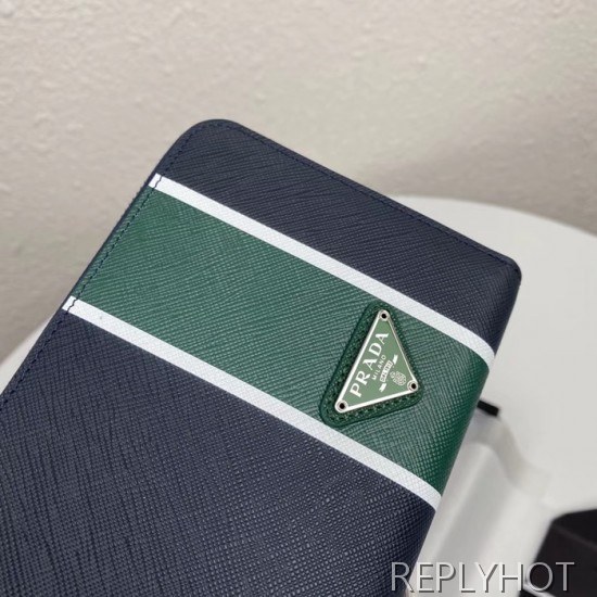 Prada 2020 Saffiano Mens Zip Round Wallet, 2ML028