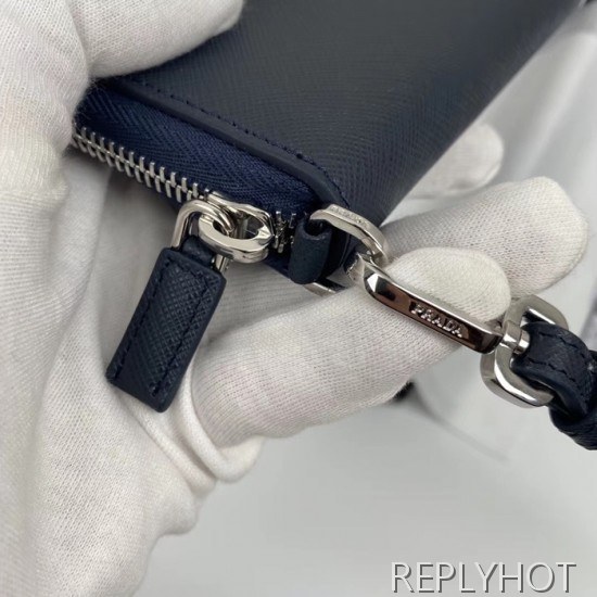 Prada 2020 Saffiano Mens Zip Round Wallet, 2ML028