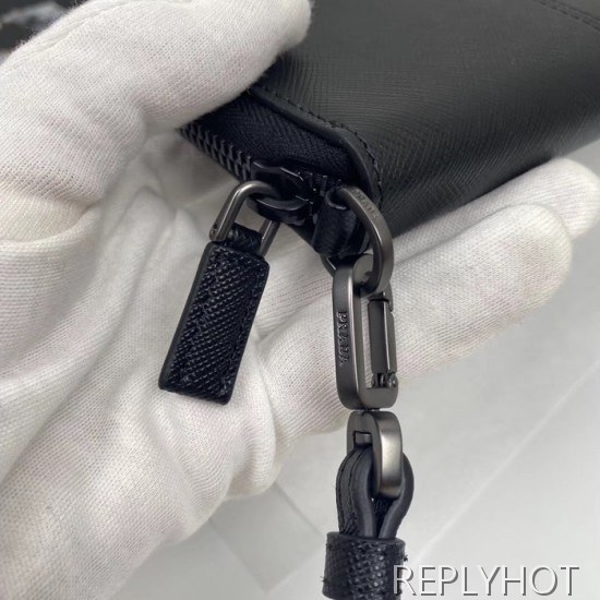 Prada 2020 Saffiano Mens Zip Round Wallet, 2ML028