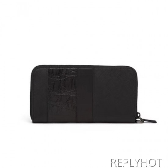 Prada 2020 Saffiano Mens Zip Round Wallet, 2ML028