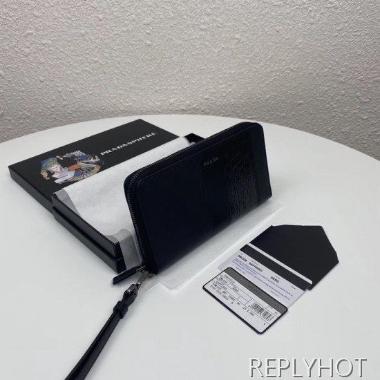 Prada 2020 Saffiano Mens Zip Round Wallet, 2ML028