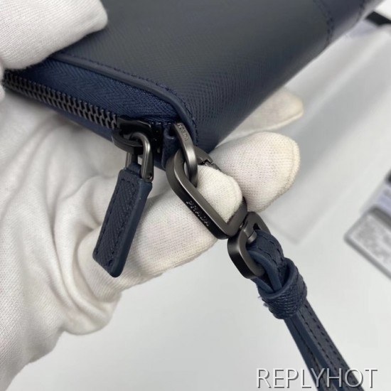 Prada 2020 Saffiano Mens Zip Round Wallet, 2ML028